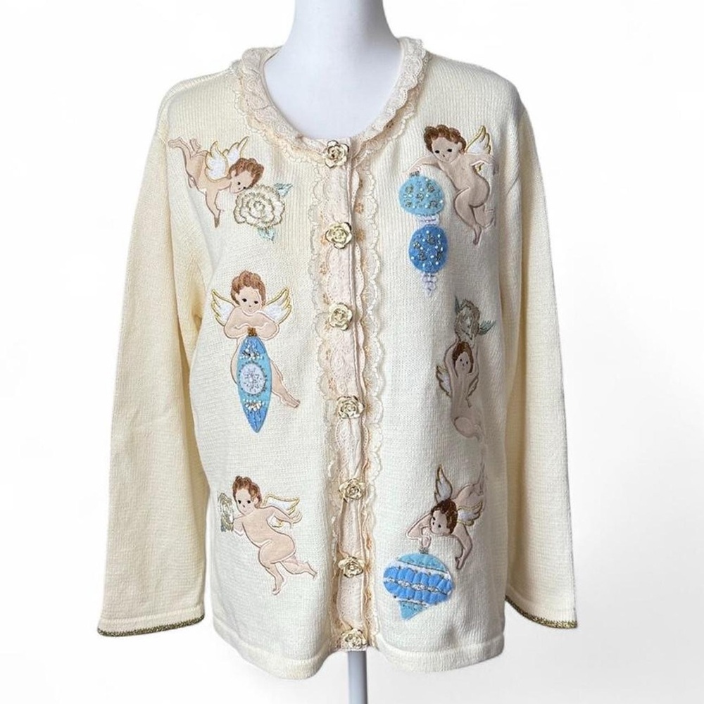 Vintage Cherub Angel Sweater Cardigan